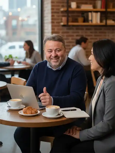 Felix Kiner meeting a client